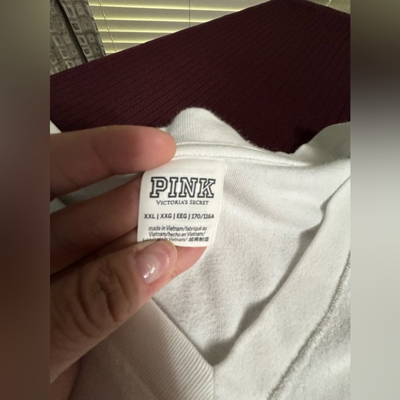 PINK oversized V Neck Terry clothe Top - Picture 2 of 6